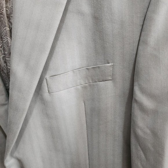 Chaps Beige Striped 2 Button Paisley Lined Suit Jacket Blazer Sport Coat Sz 44R - Picture 6 of 12